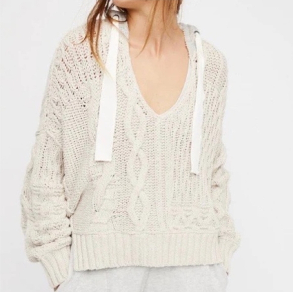 Free People Elan Tierra Cable Knit Hoodie Sweater - Picture 8 of 8